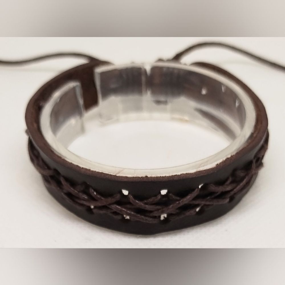 Men's bracelet leather braided brown new‎ e72
